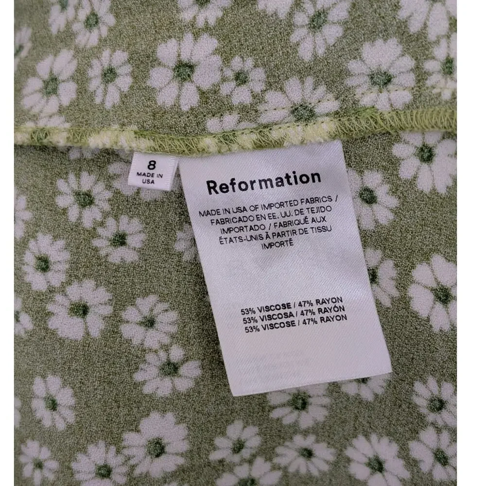 Reformation Pacey Green Floral Fennel Dress Size 8 - Picture 9 of 10
